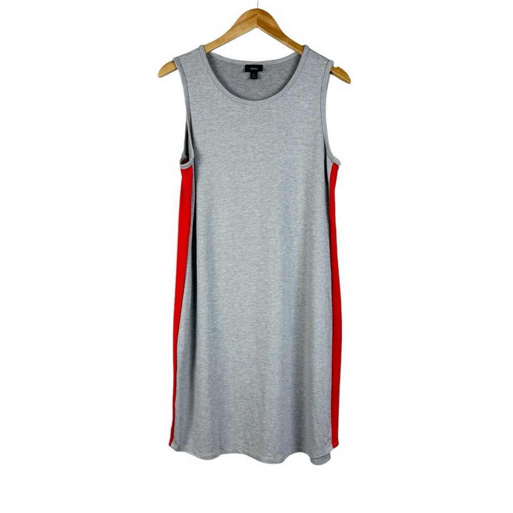 Mossimo Gray Sheath T-shirt Dress Red Side Stripes Size Large